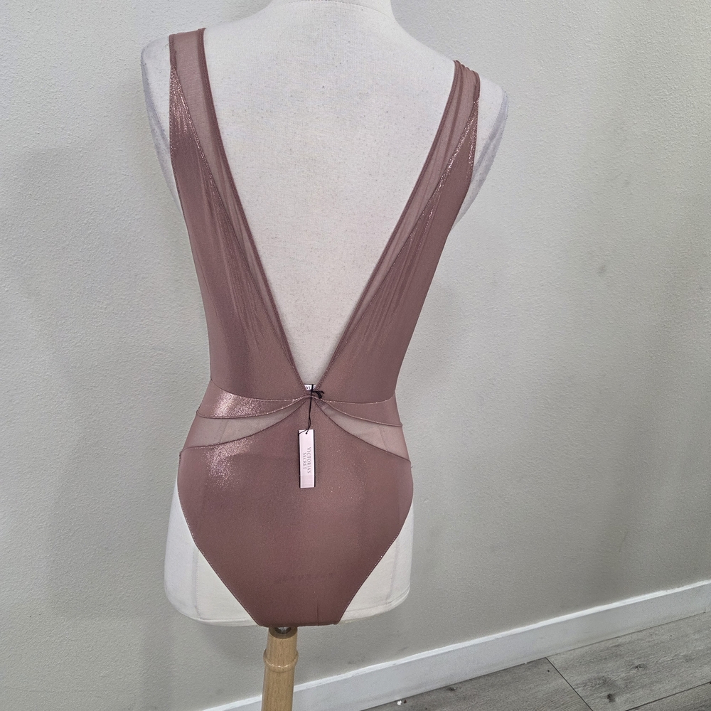 Victoria's Secret Sheer Plunge Bodysuit in Dusty Rose - Picture 6 of 8